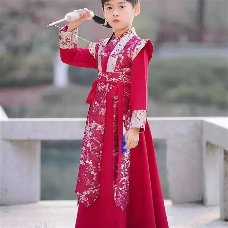 

Kids HanFu Ancient Student Costume Boy&Girl Party Perform Photography Dress Traditional Chinese New Year Clothes