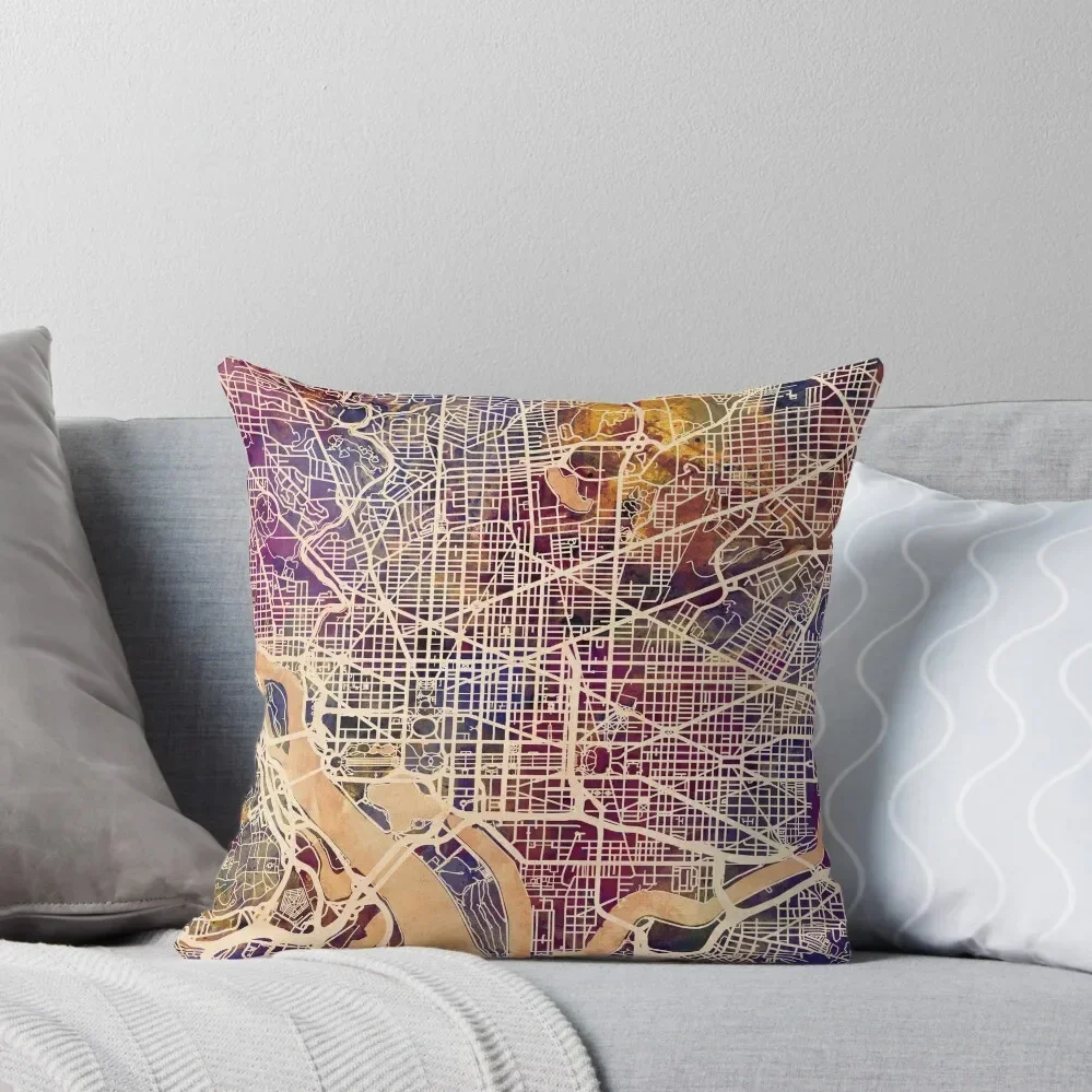 Washington DC Street Map Throw Pillow Bed pillowcases Decorative Cushions For Living Room Rectangular Cushion Cover pillow