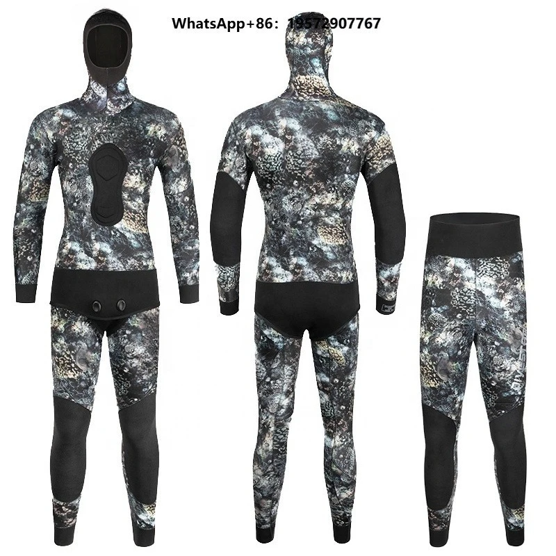 Camouflage 3mm 5mm 7mm Neoprene Open Cell Inner Waterproof Breathable Spearfishing Wetsuit
