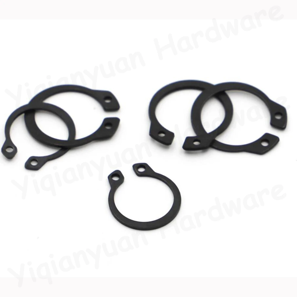 Yiqianyuan GB893 M72-M150 탄소강 65Mn 검정색 C 형 외부 서 클립 고정 링 구멍 고정용 스냅 링