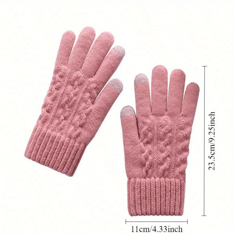 قفازات نسائية دافئة لخريف وشتاء شاشة تعمل باللمس طبقة مزدوجة سميكة من القطيفة بخمسة أصابع لركوب الخيل مقاومة للبرد ومتعددة الألوان