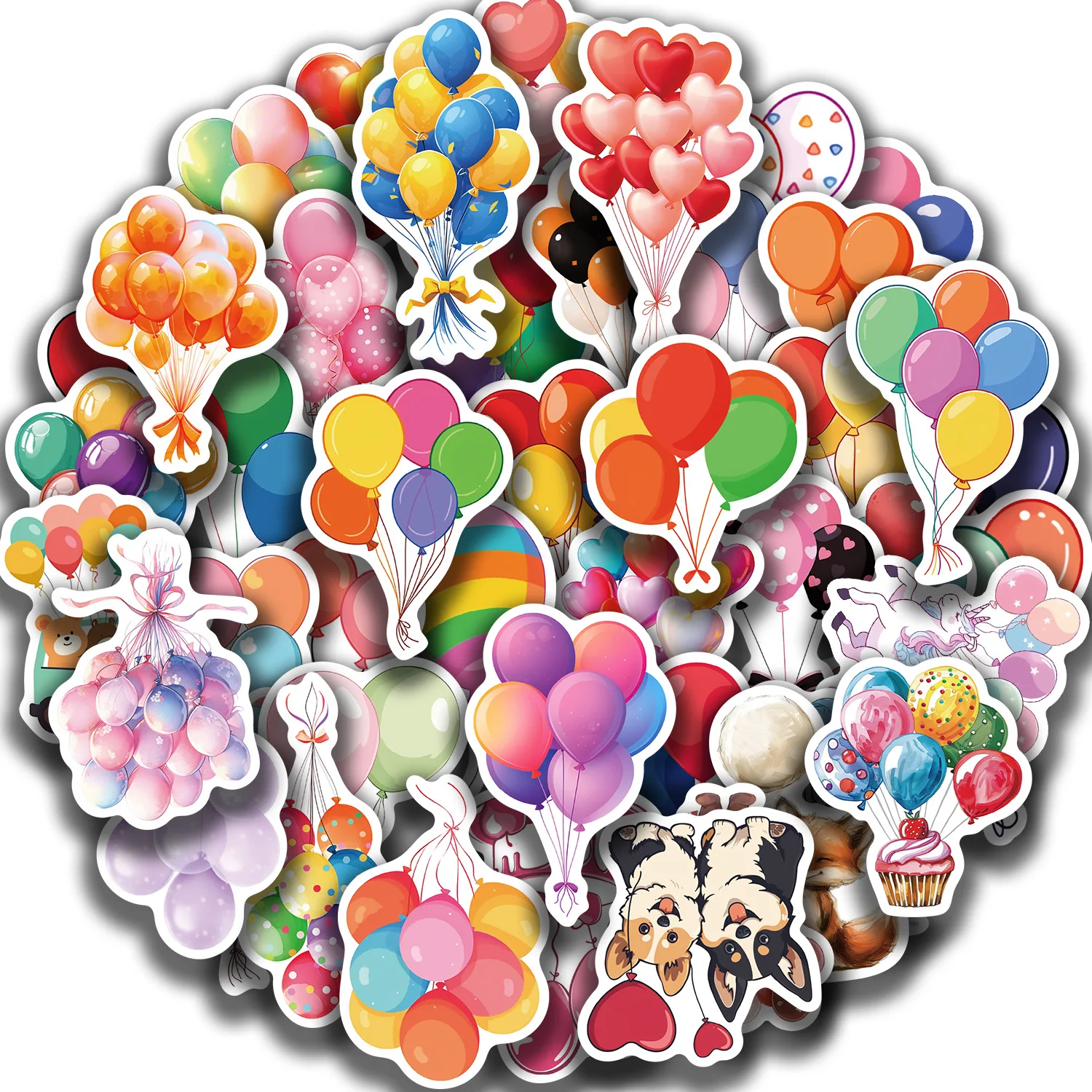 

50-100PCS Festival Balloon Graffiti Stickers DIY Phone Notebook Water Bottles Decoration Waterproof Stickers