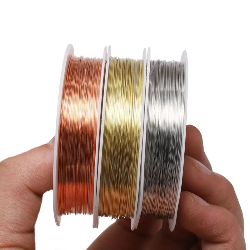 1Roll 0.2-1mm Gold Silver Soft Copper Colorfast Beading Wire Craft Bracelet Necklaces Cord String DIY Jewelry Making Accessories