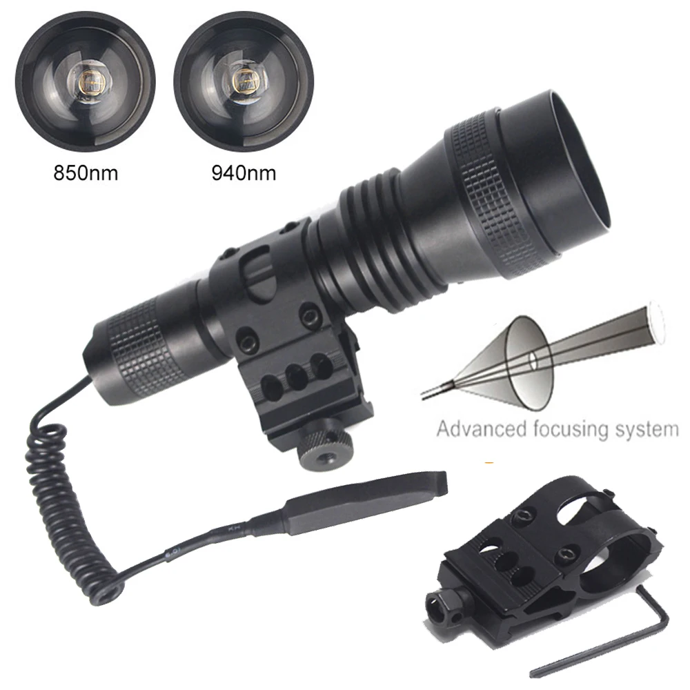 10W IR 850nm 940nm Flashlight Adjustable Focus Infrared Radiation Tactical Torch Waterproof Night Vision IR Hunting Light