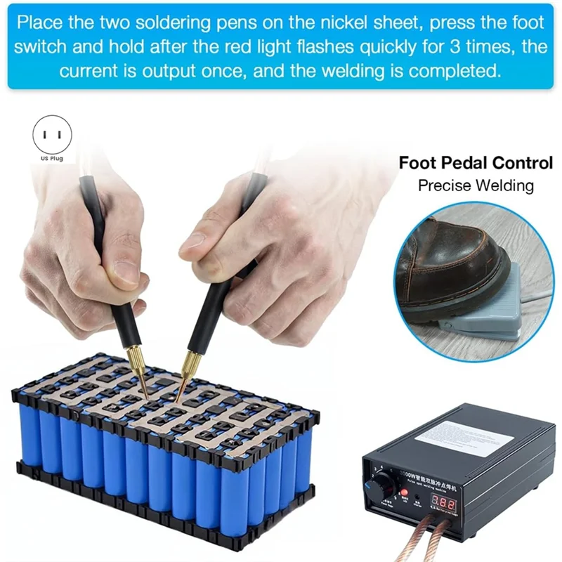 AT43-DIY Battery Spot Welder 8000W, High-Power Welding Machine Kit With Nickel Strip For 18650 Battery Packus Plug