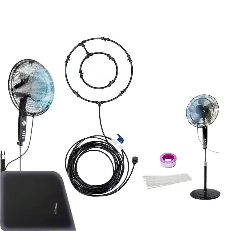 

Portable Outdoor Patio Fan Sprayer Kit with 6 Detachable Nozzles Water Mist Sprayer Garden Mist Sprayer Cooling System