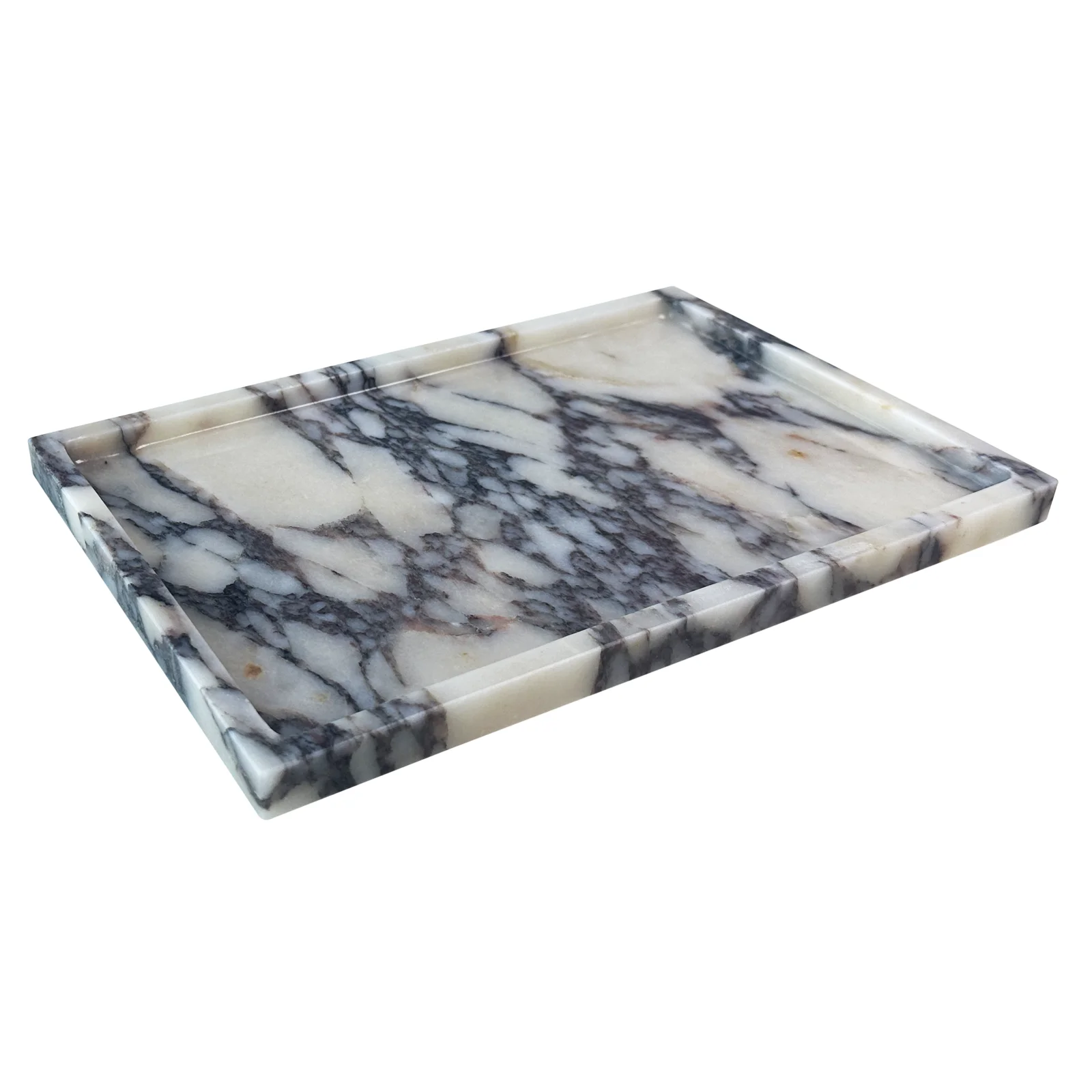 Luxurious Natural Marble Tray Calcutta Viola Storage Tray for Desktop/Kitchen/Vanity/Bathroom (12\