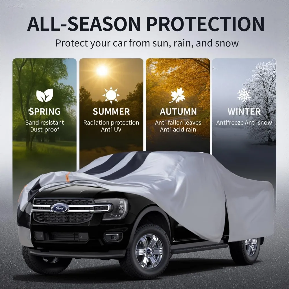 غطاء شاحنة مناسب مخصص لسيارة Ford Ranger 2019-2026 سرير قصير للكابينة فائقة/طاقم، حماية ضد الماء لجميع الأحوال الجوية مع سحاب للباب #4