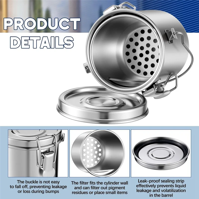 تستخدم لمجموعة منظف الزيت، مع غطاء وفلتر، وحامل فرشاة محمول من الفولاذ المقاوم للصدأ، ومنظف فرشاة الطلاء B84B بقدرة 6.6 أونصة