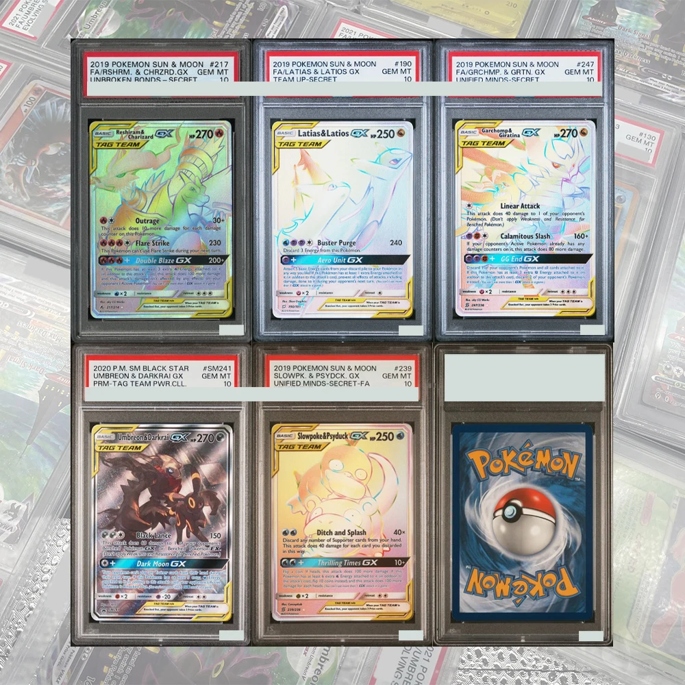 

РЕГИРУМ И КАРРИЗАРТ TAG TEAM GX DIY Прокси PTCG Гравированная коллекционная карта 217/214 UNBROKEN BONDS GEM MT10 Голографическая этикетка Английский