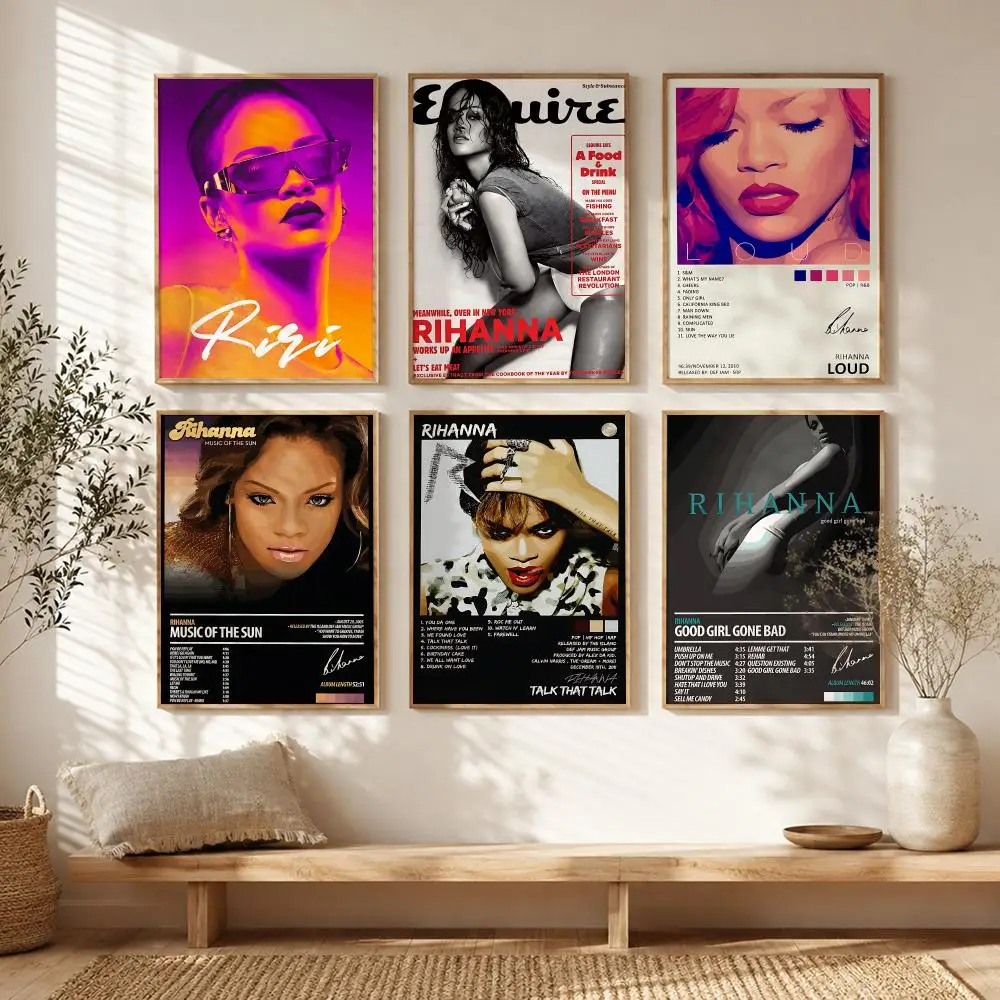 Pop Fashion Icon R-Rihanna Poster All-match HD Waterproof Self-Adhesive Wall Art Sticker For Home Bedroom