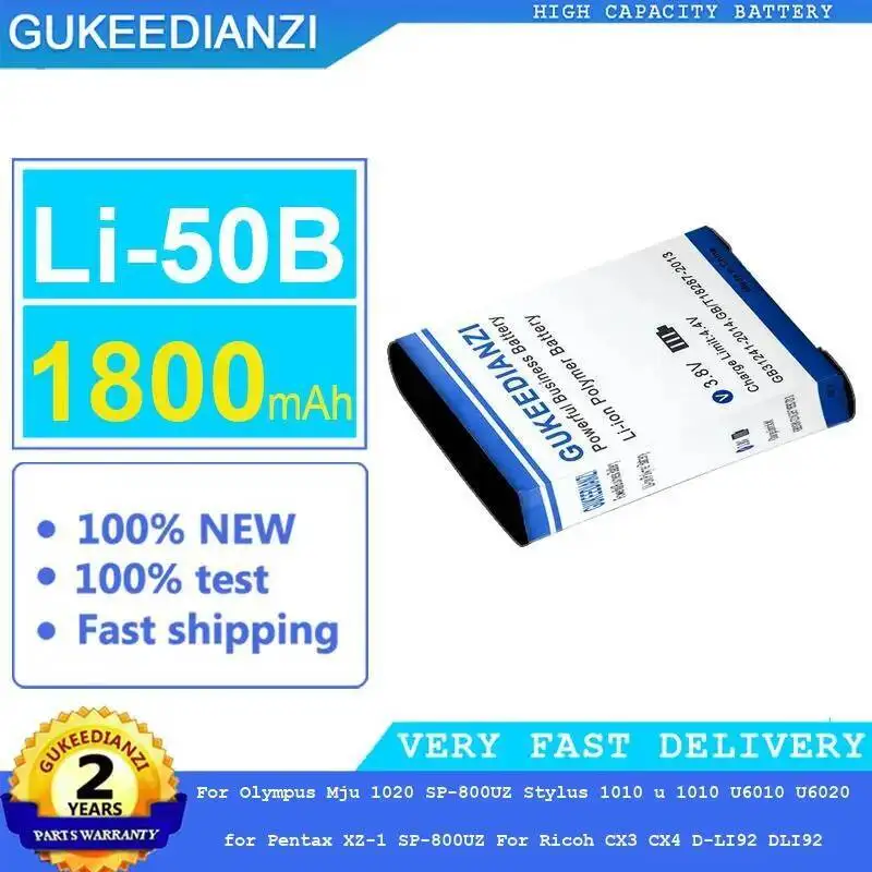 

Battery LI-50B For Olympus Mju 1020 SP-800UZ Stylus 1010 U U6010 U6020 Pentax XZ-1 Ricoh CX3 CX4 D-LI92