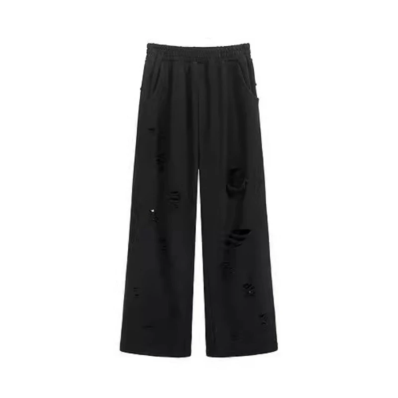 

Свободные джинсовые леггинсы Undermycar с эффектом потертости и прорезями, с плетеными вставками, для уличного американского повседневного стиля, спортивные, широкие брюки