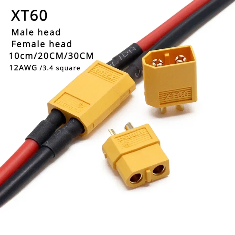 XT60 Connector Male & Female Plug with 10/20/30cm 12AWG Silicone Wire for RC Airplane Quadcopter Lipo Battery ESC FPV Drone