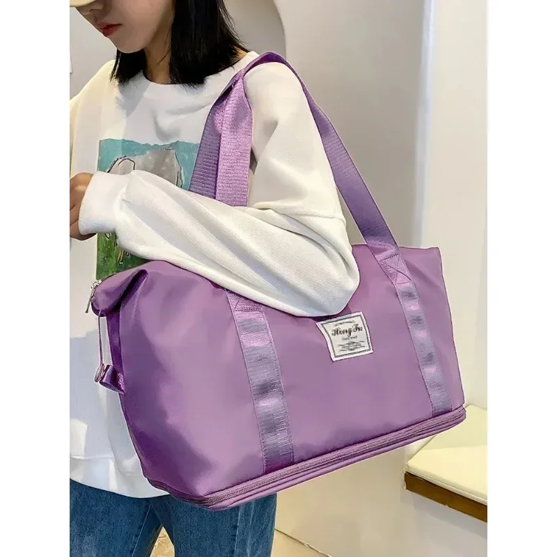 Bolsa de viaje para llevar, bolso de nailon con capacidad para almacenamiento de equipaje, bolso de mano impermeable para deportes y gimnasio, bolsas grandes para mujer