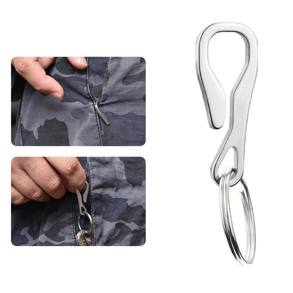 Portable Mini Stainless Steel Trouser Pocket Clip Mountaineering Locking Multi Tool With Key Ring Keychain Carabiners Clip Hook