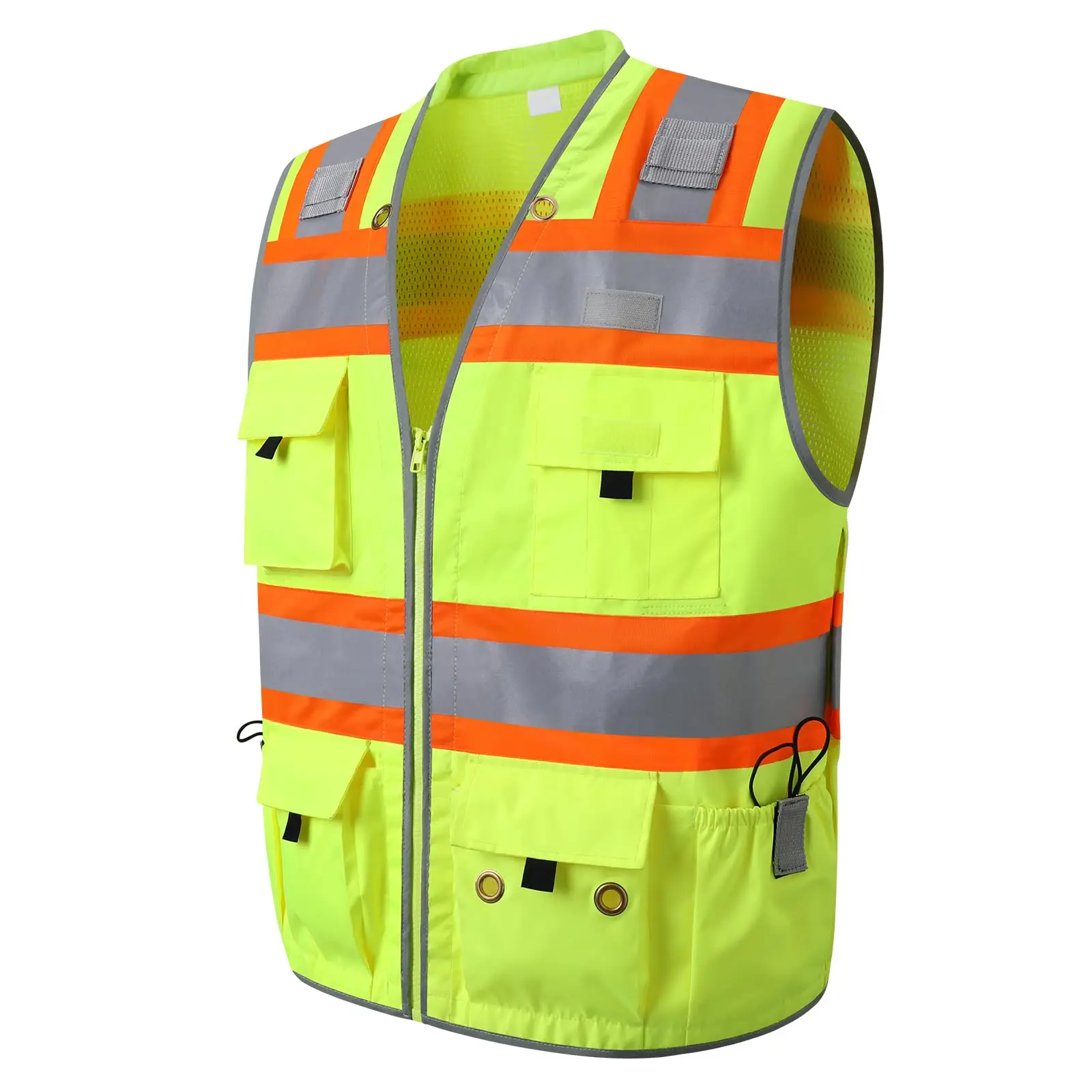 Surveyor Safety Vest Reflective for Men, Class 2 Safety Vests with Pockets and Zipper High Visibility Vest