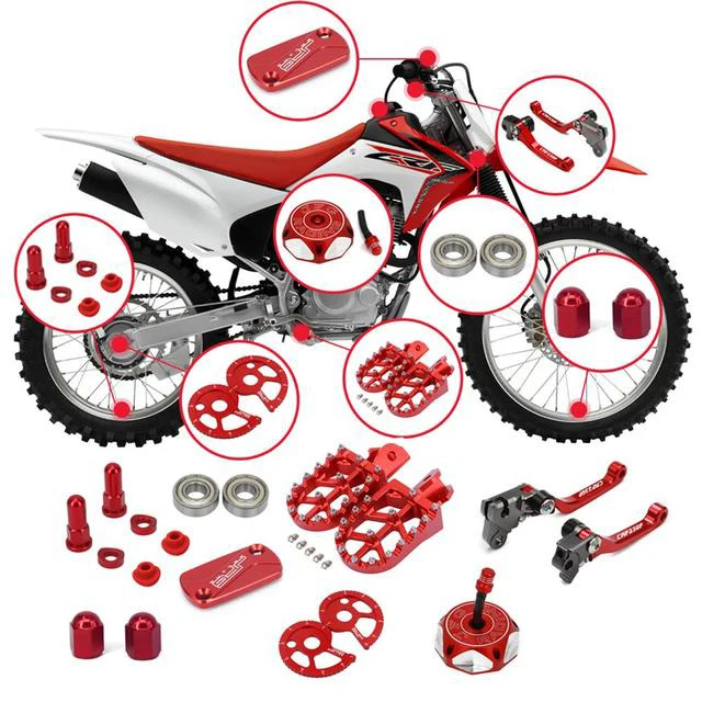 For HONDA CRF230F CRF 230F Motorcycle CNC Foot Pegs Brake Clutch Levers Gas Cap Chain Adjust Roller Bearings Reservoir Cover