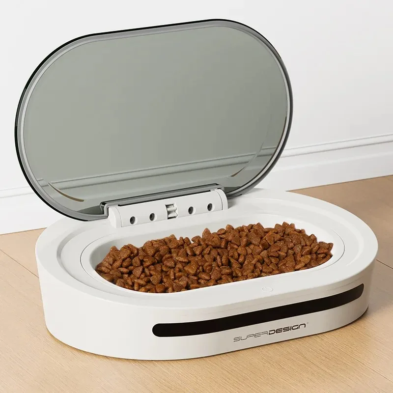 

Hoop pet bowl feeder with lid cat food basin automatic induction open lid wet food sealing moisture-proof and fresh-keeping