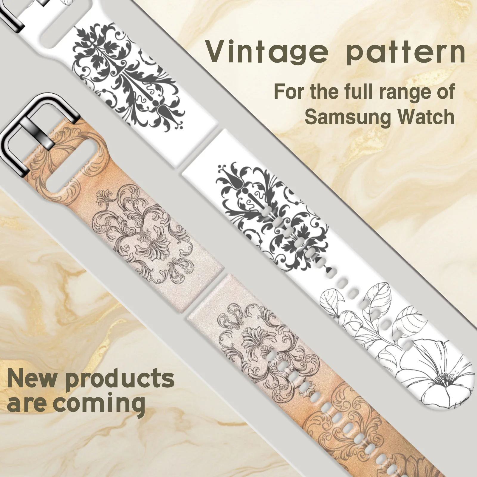Premium Retro Pattern Series Print Strap for Samsung Galaxy Watch 7/6, 20mm Universal Band Fits 40mm 44mm Xiaomi Huawei Amazfit