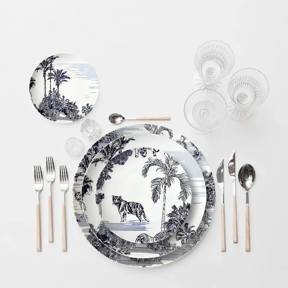 

High-End Ceramic Plate Set, Bone China, Western Plate, Hotel Restaurant, Dim Sum, Fruit, Steak, Dinner Plates