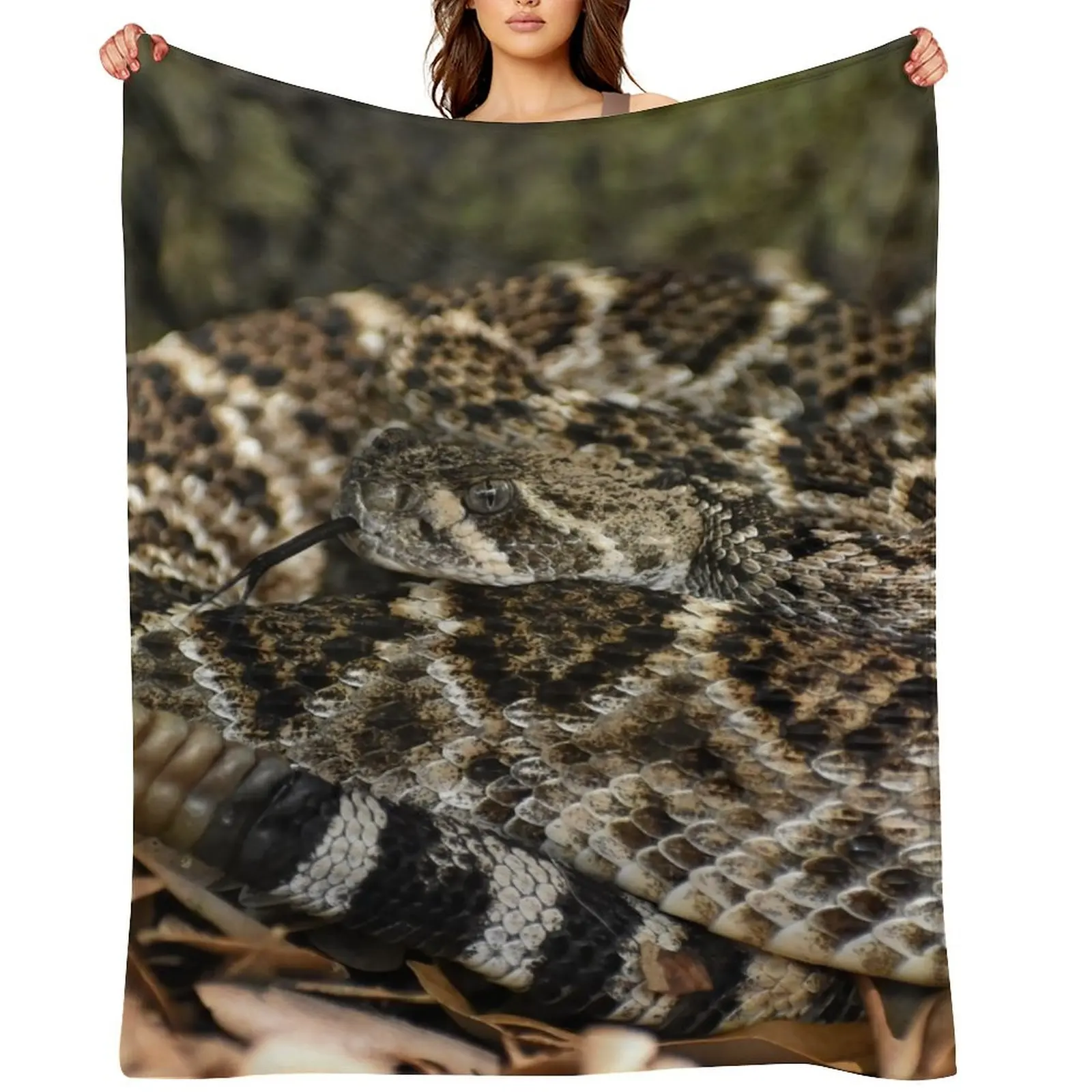 

Western Diamondback Rattlesnake Print Throw Blanket funny gift heavy to sleep Warm Hair Blankets