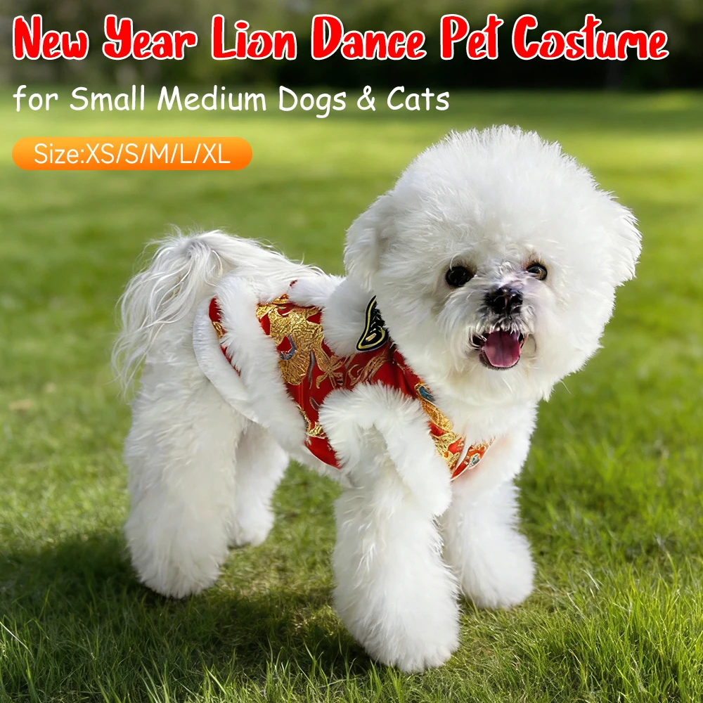 

Новогодний теплый костюм для собак в стиле танца льва, милый новогодний наряд для домашних животных (собак и кошек), куртка для собак в китайском стиле для празднования Весеннего фестиваля