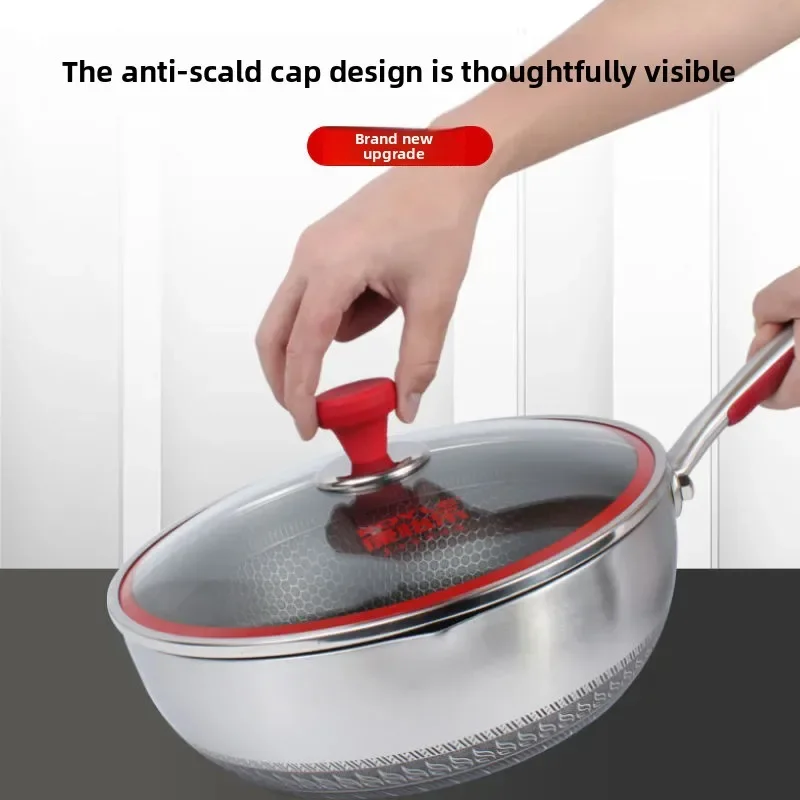 

Сковорода с антипригарным покрытием из нержавеющей стали 316, для индукционной плиты и газовой плиты, сковороды двойного назначения для жарки и приготовления пищи