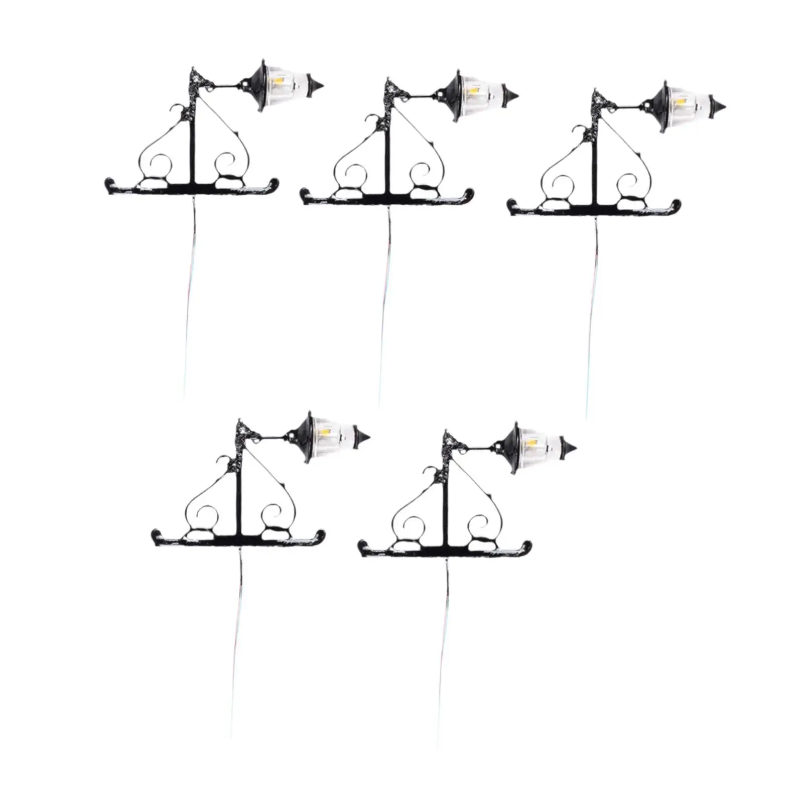 5 sztuk Miniaturowe Lampy Ścienne 1/87 Ciepłe Światło Ambientowe Mini Kinkiety Akcesoria Modelarskie LED Lampa Uliczna do Bajkowego Ogrodu