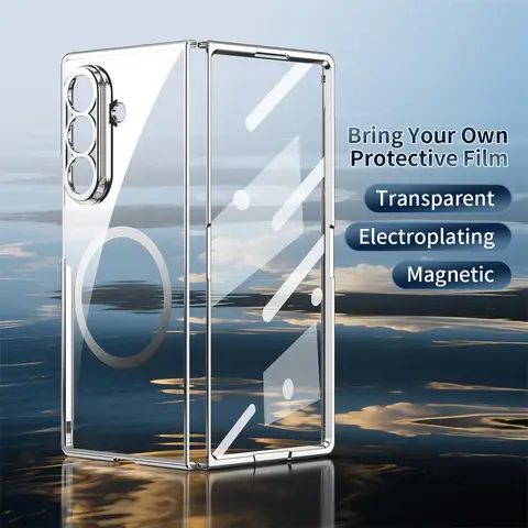 HD Clear Tempered Film Screen Protection Magnetic Phone Case For Samsung Z Fold 7 6 5 zfold 4 3 For Magsafe Wireless Charge Caps