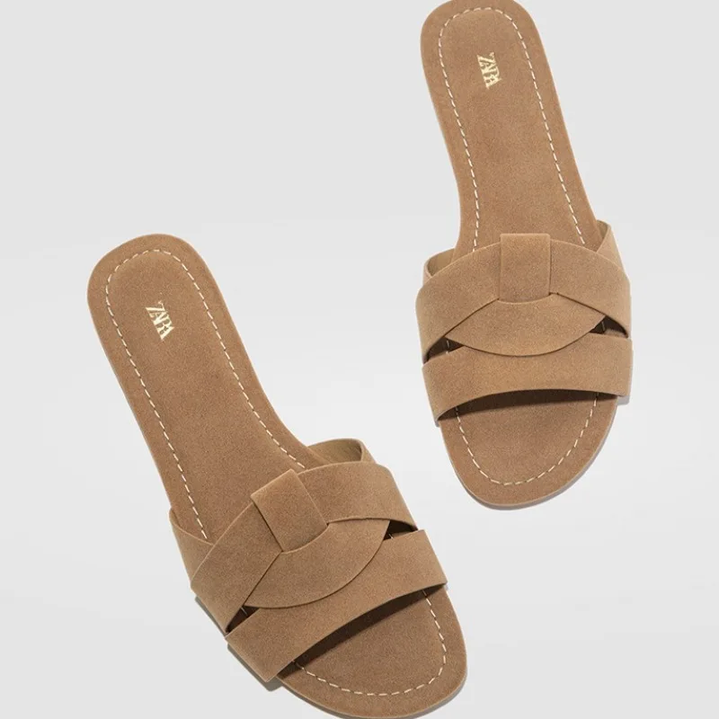 

Summer New Flat-bottomed Cool Slippers for Women Light Comfortable Beach Women's Sandals Suede Woman's Shoes Sandalias De Mujer