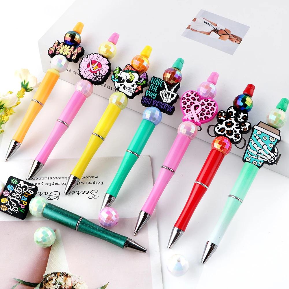 5Pcs Silicone Beads Text Silicone Focal Beads For Making Beaded Pens Keychains Handmade Gifts DIY Jewelry Accessories