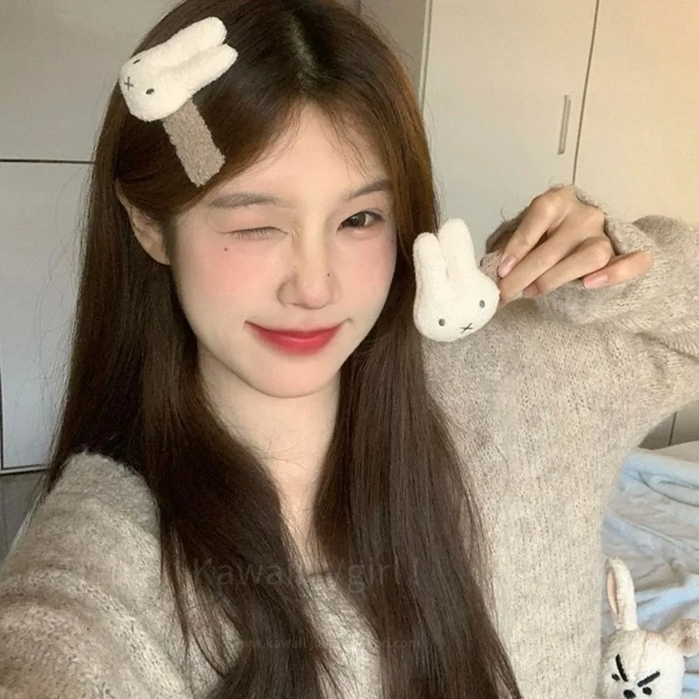 2pcs Cute Miffy Rabbit Cartoon Hair Clip Sweet Girlish Kawaii Bangs Side Clip Student School Daily Hair Accessory Styling Gift