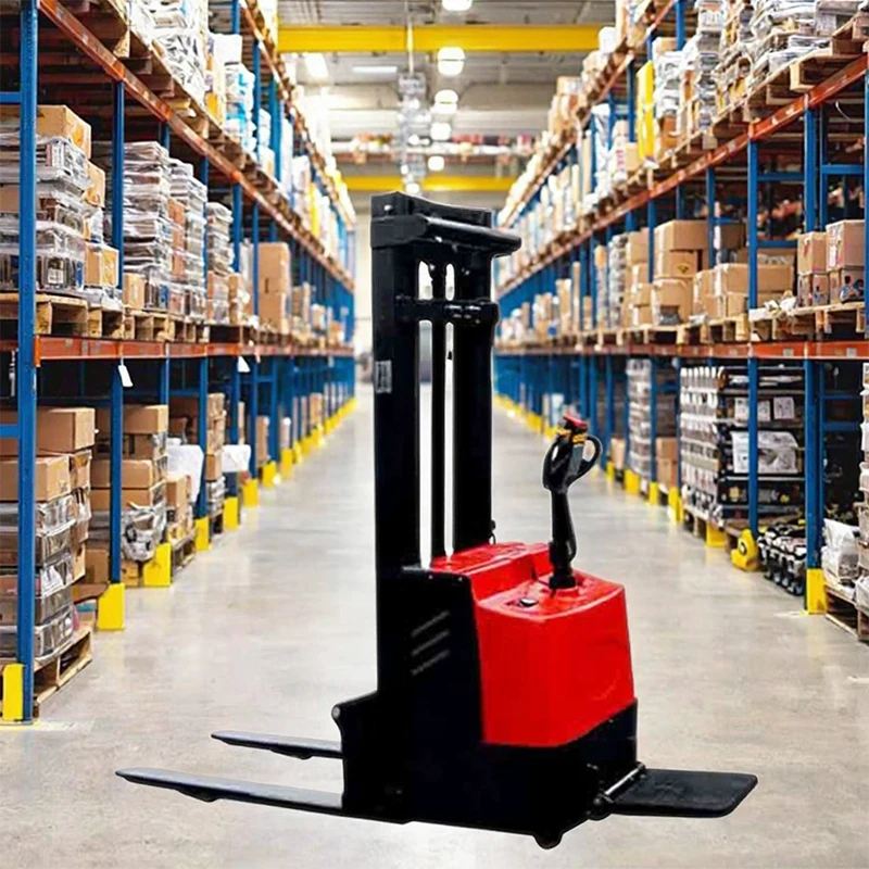 Self Loading Electric Pallet Stacker 1 Ton 2 Ton Walk Behind Full Electric Reach Stacker Forklift 4m 5m 6m Lift Height CE