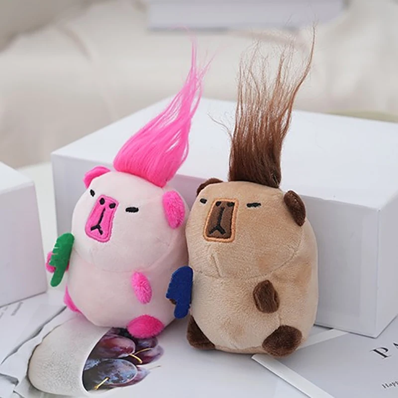 Cute Plush Capibara Toy Pendant Cartoon Guinea Pig Pendant Stuffed Doll Keychain Plush Toy Doll Bag Key Ring Decor Kid Gift