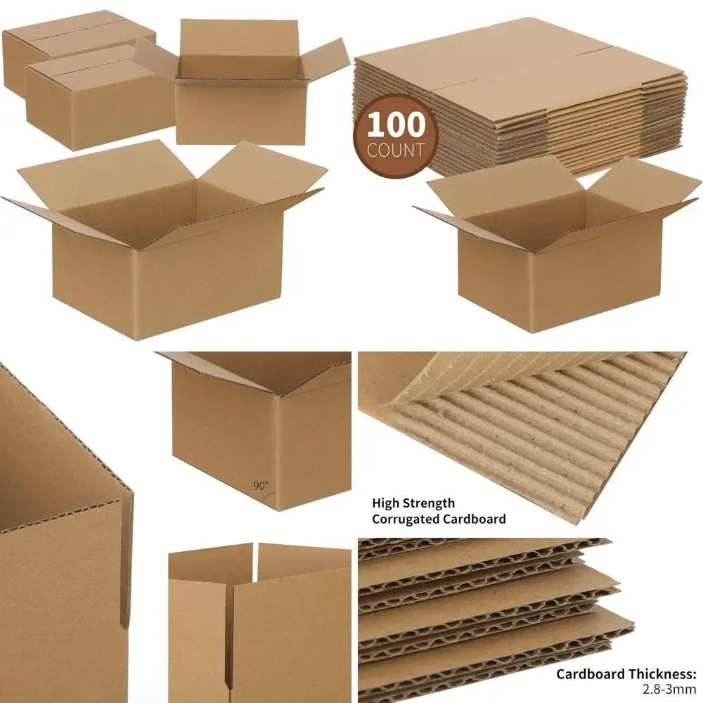 100 Pack Small 8x6x4 Inch Cardboard Shipping Boxes for Mailing and Packing