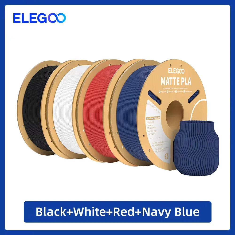 ELEGOO 4KG PLA Matte Filament 1.75mm 3D Printing Material Matte Pdorless for FDM Printer Fast Printing 70mm/s No Stringing For DIY Study