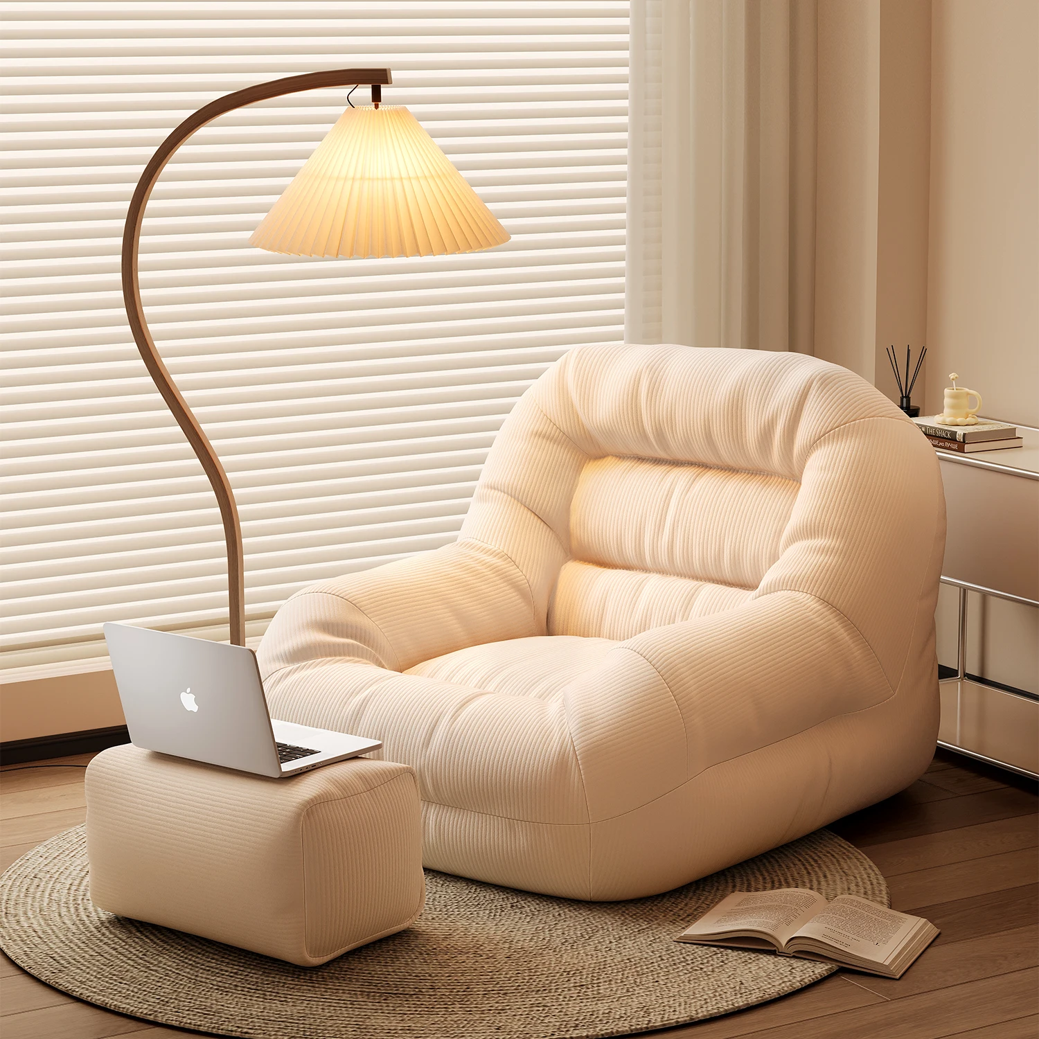 

Seat Puffs Fabric Sofa Can Lie and Sleep Balcony Bedroom Single Sofa Chair Living Room Lounge Reclining Chair Living Room Sofas