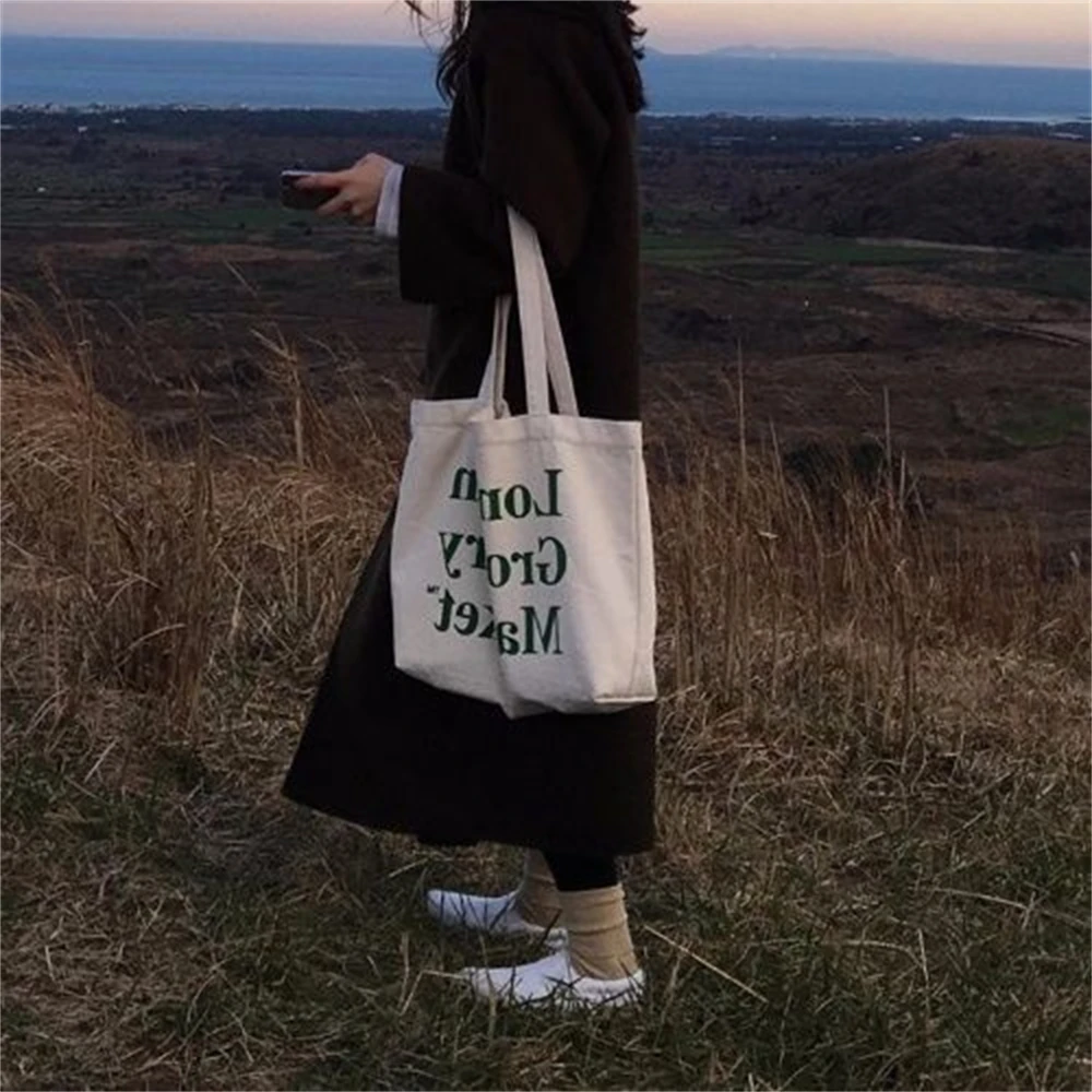 2024 Women's Bag Cheap Casual Large Capacity Shoulder Bags Shopper Canvas Ugh Letter Fashion Harajuku Print Ulzzang Handbags