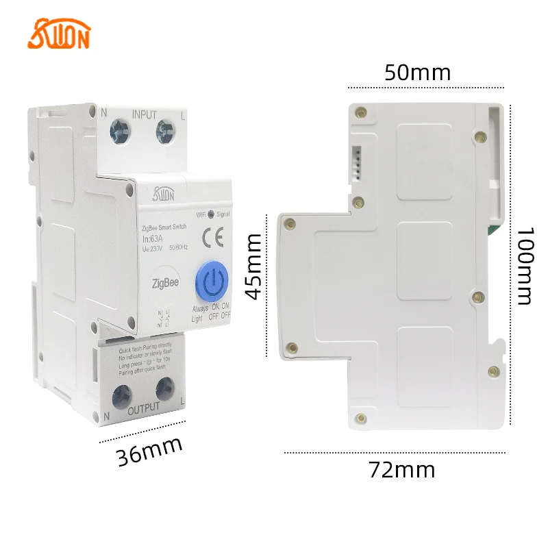 ZigBee Din Rail Circuit Breaker Smart Timer Switch relè telecomando di Tuya con Smart Home Voice Alexa Google Home 2P