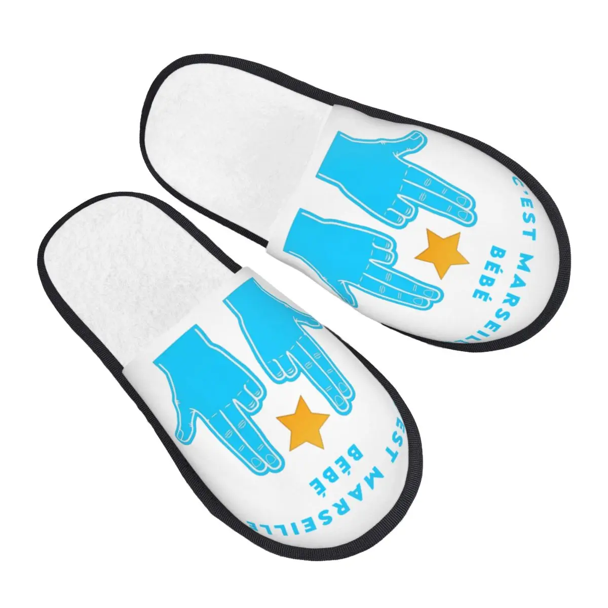 Zapatillas de casa con estampado personalizado para mujer, chanclas cómodas y cálidas de espuma viscoelástica, zapatos de interior y exterior, Marseille Bebe JUL