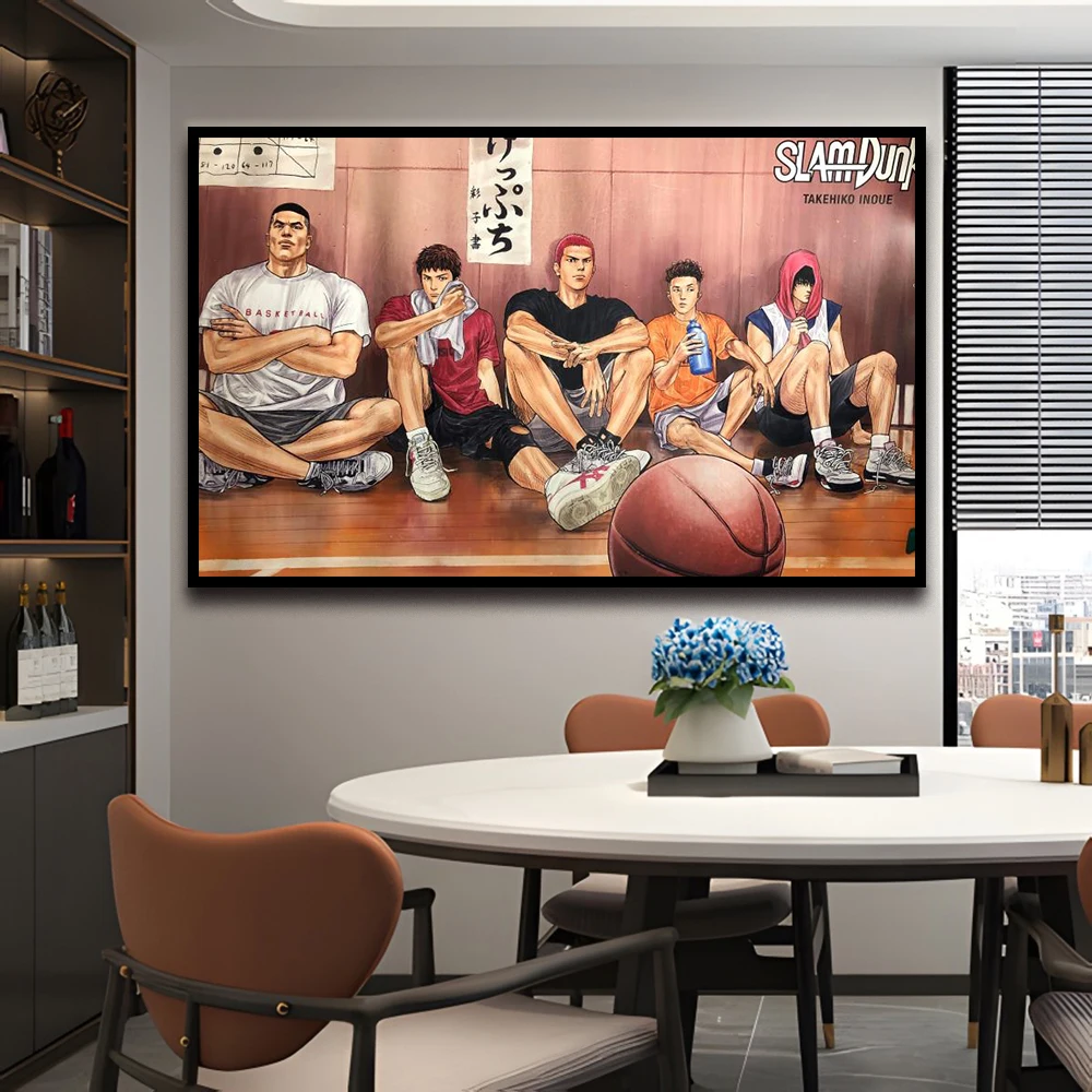 Anime Slam Dunk Canvas Poster Basketball Sakuragi Hanamichi Kaede Rukawa Wall Art Painting Print Bedroom Living Room Decor Mural