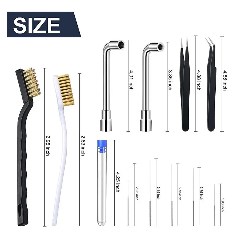 KSOL 26-Piece 3D Printer Nozzle Wrench Maintenance Kit: Cleaning Pins 2 Tweezers,Wire Brushes, L-Shaped Wrench Tools