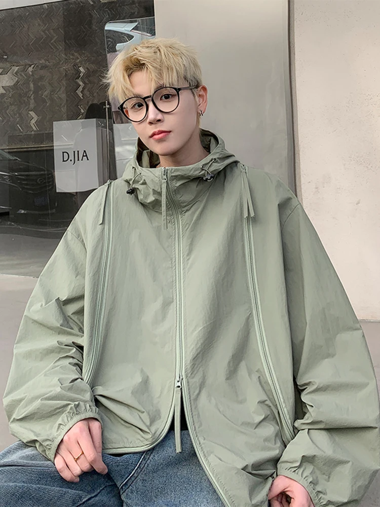 

Lightweight Breathable Men's Summer Outdoor Climbing Fiing Sun Protection Jaet Zipper Hooded Jaet Youth Trendy Brand