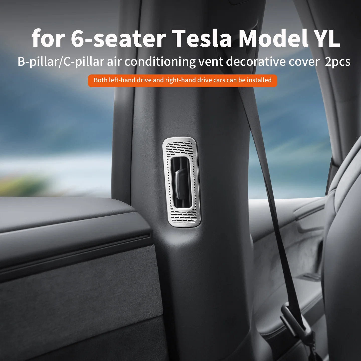 For 6-Seater Tesla Model YL Interior B-Pillar Air Conditioning Vent Decorative Cover, C-Pillar Vent Protective Cover, 2pcs