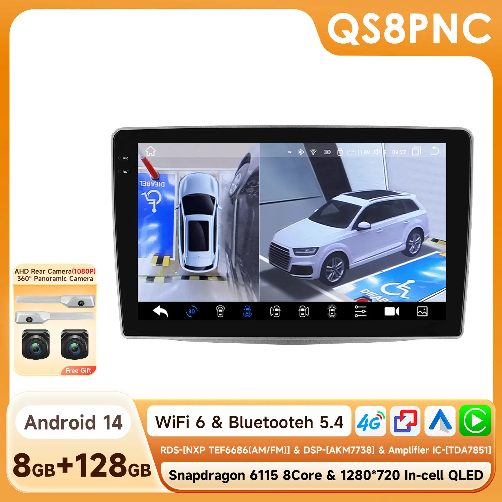 Android Auto Multimedia Speler voor Alfa Romeo MiTo 955 2008-2016 Autoradio Intelligente Carplay GPS Door Snapdragon 6115