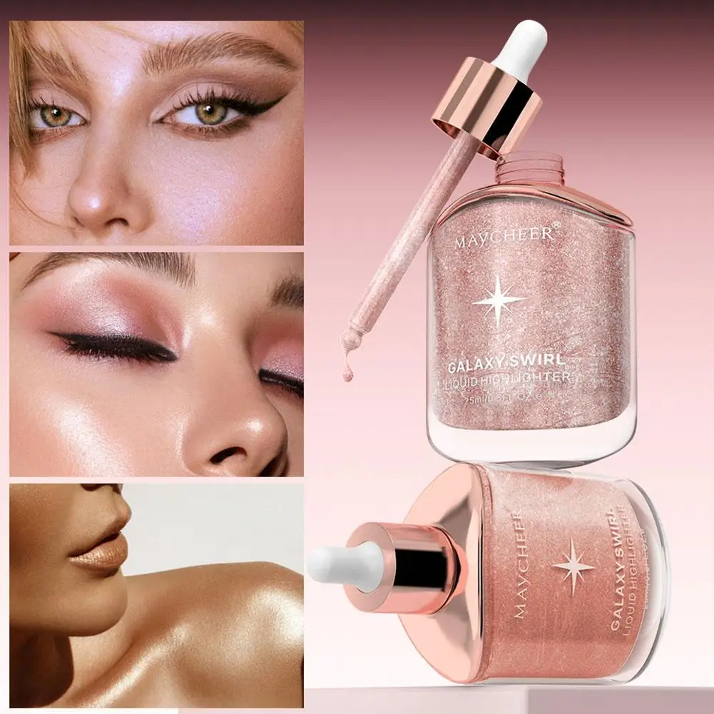 4 ألوان الوجه السائل هيغليغتر برونزي الكنتوري تسليط الضوء على السائل تألق لامع أخف Iluminador الوجه عالية ماكياج ماكيل R7P2