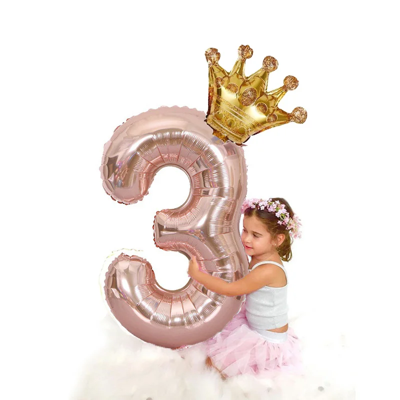 

Rose Golden Number Crown Balloon Toy- Luxurious Decorative for Birthday Party, Wedding, Room Decor Perfect for Celebrations!