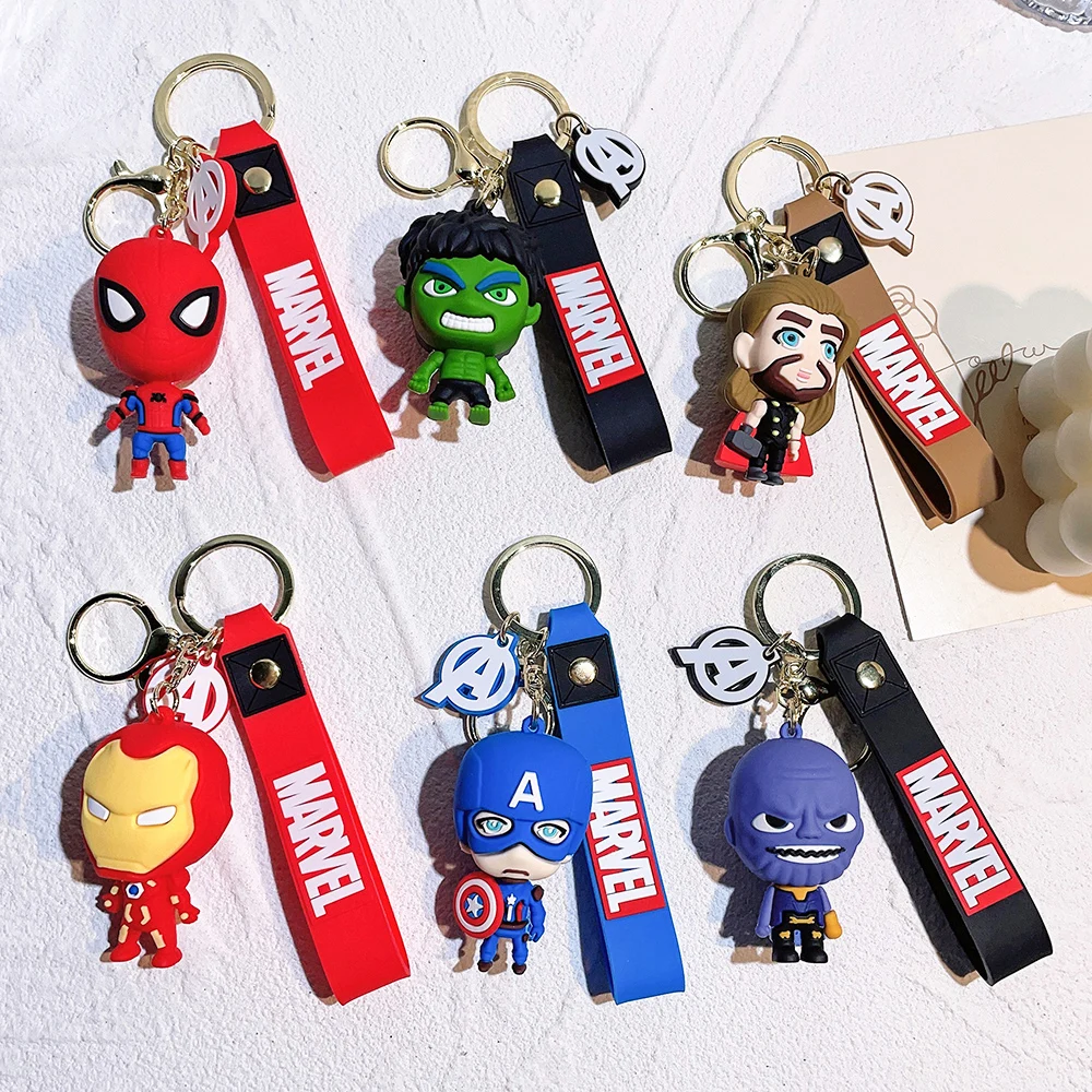 The Marvel Disney Keychain Women Anime Iron Man Hulk Keyring Girl Cartoon Captain America Super Hero Key Chain Kids Student Gift