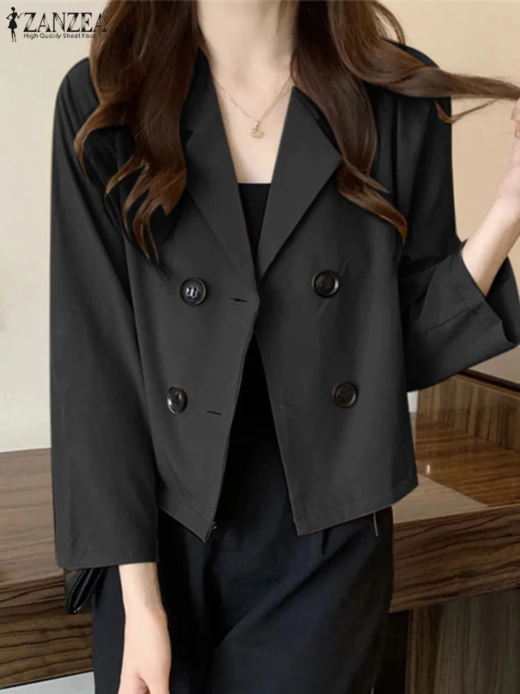 

Женский однотонный Блейзер ZANZEA, весна 2024, куртки с длинным рукавом, элегантные модные костюмы с отложным воротником, повседневное цветное пальто, верхняя одежда